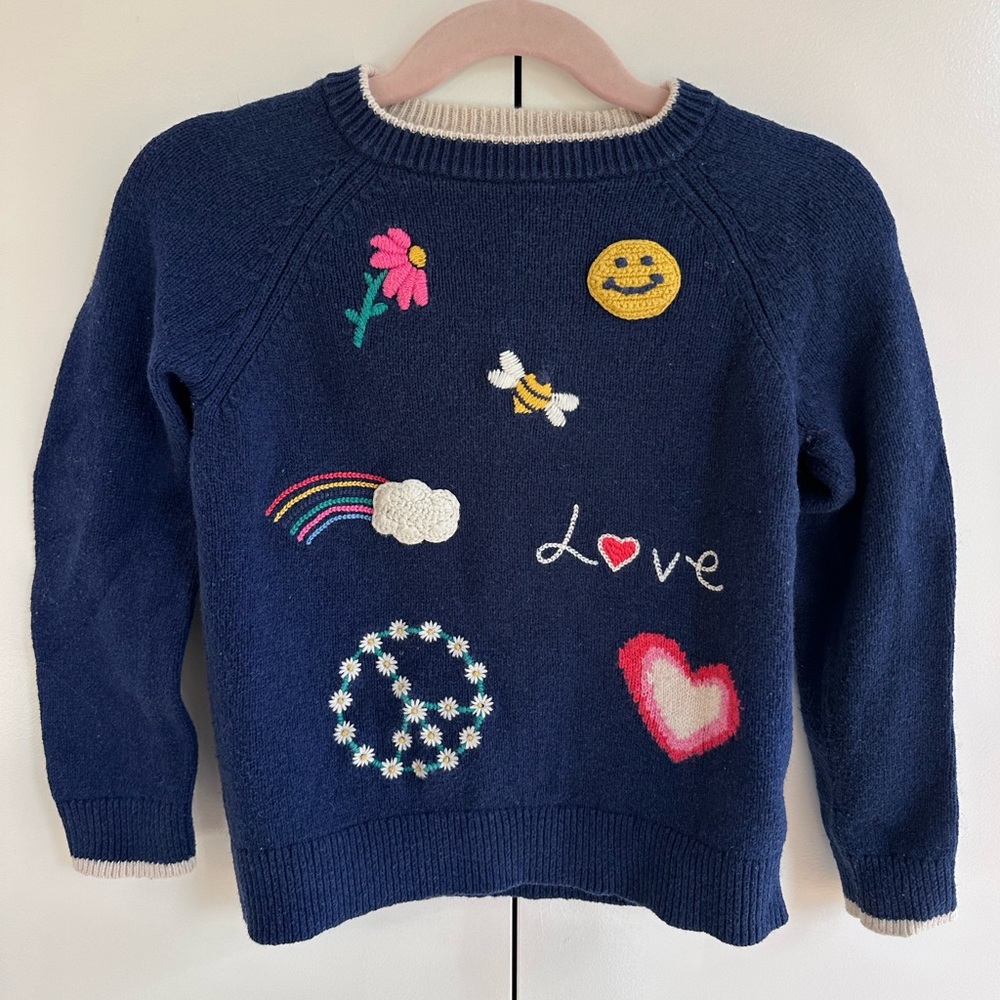 Girls Mini Boden Embroidered Badge Sweater vguc